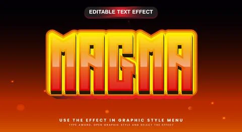 Magma 3D editable text effect template Stock Illustration