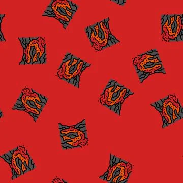 Magma lava volcano vector seamless pattern 库存插图