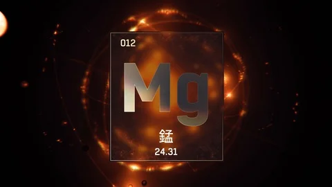 Magnesium as Element 12 of the Periodic Table 3D animation on orange background 스톡 동영상 126461168