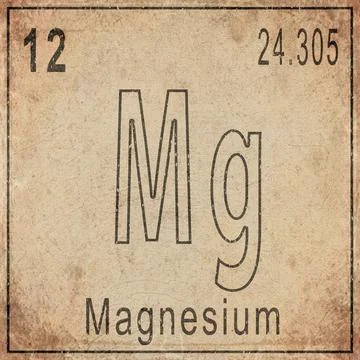 Magnesium Element Card from Periodic Table on Vintage Old Paper Stock Illustration