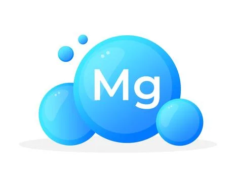 Magnesium Mg element visualized with serene blue spheres in modern vector Stock-Illustration