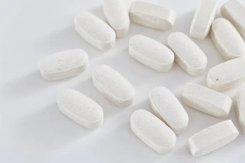 Magnesium taurate tablets Stock Photos