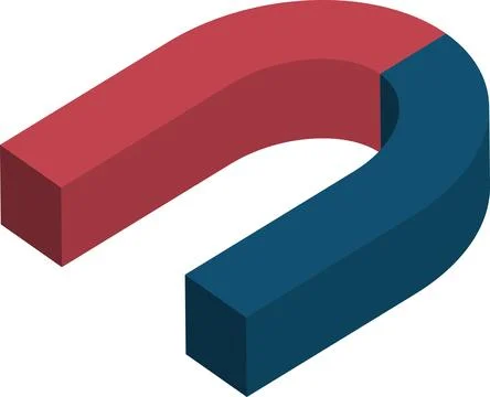 Magnet 3d isometry blue red horseshoe Stock Illustration