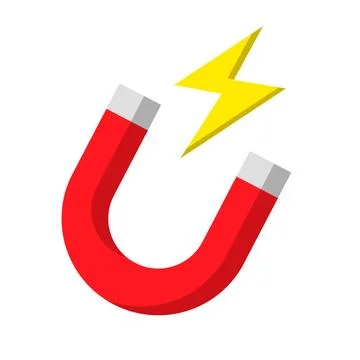 Magnet and lightning icon. Power of attraction. Vector. Stock Illustration