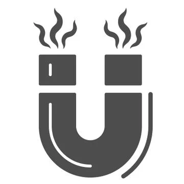 Magnet and magnetic waves solid icon, science concept, magnetism sign on white Stockillustratie