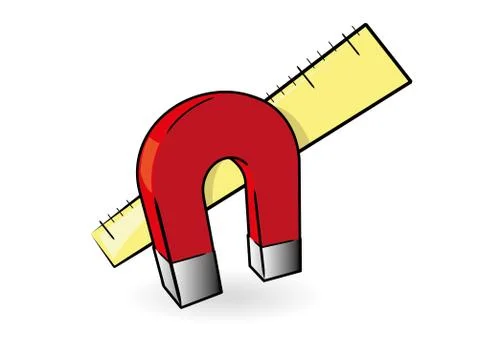 Magnet and ruler Stock Illustration