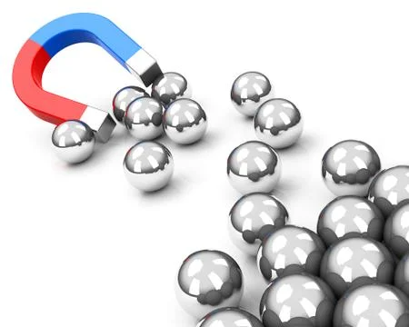 Magnet and spheres Stock Illustration