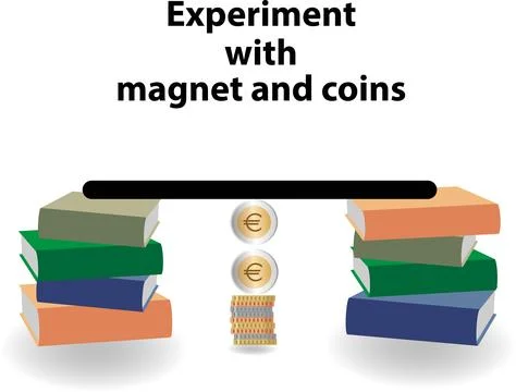 Magnet and stack of coins 스톡 일러스트