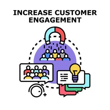 Magnet attracting audience increasing customer engagement strategy Stock Illustration