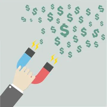 Magnet attracting dollars Stock Illustration