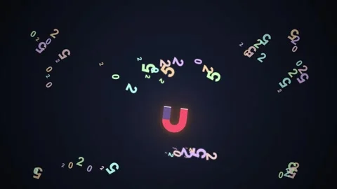 Magnet Attracting Numbers, Data, and Math Symbols on Dark Background Stock Footage 348571089