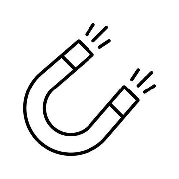 Magnet attraction icon design in linear style. Stock Illustration