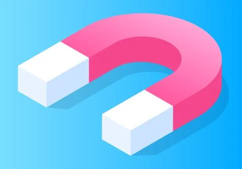 Magnet for Attraction, Isometric 3D Icon Vector Stock Illustration