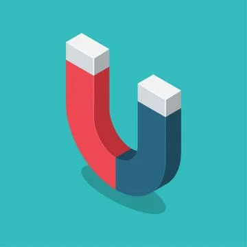 Magnet on Blue Background. Isometric Vector Illustration Stock Illustration