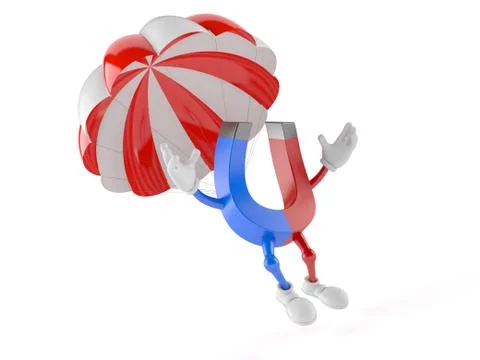 Magnet character with parachute Stockillustratie