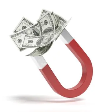 Magnet with dollar banknotes 库存插图