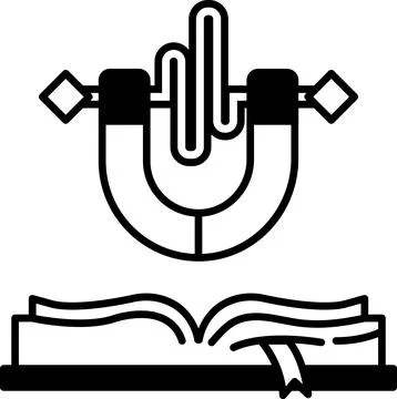 Magnet is drawn on top of an open book Stock Illustration