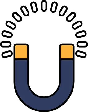 A magnet with a handle The magnet is surrounded by a circle of light Illustration