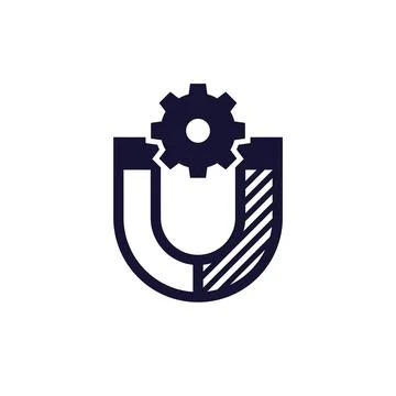 Magnet icon with a gear, vector Stock Illustration