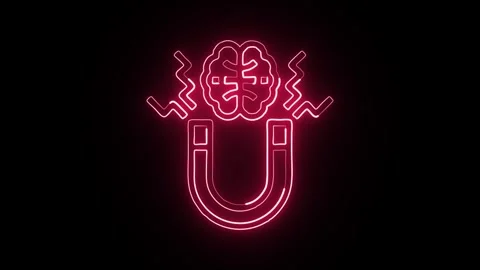 Magnet Icon Isolated on Black Background, Attraction Neon Line Motion Graph.. Vidéo 325667353