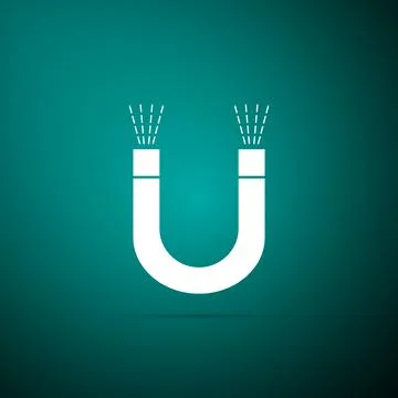 Magnet icon isolated on green background. Horseshoe magnet, magnetism, magn.. イラスト素材