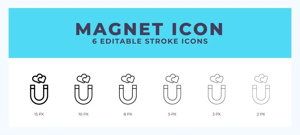 Magnet icon. Regular line. Thin line. Bold line. Vector illustration. Stock Illustration