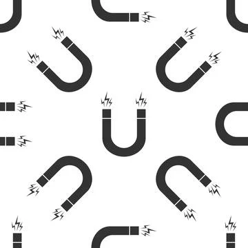 Magnet icon seamless pattern on white background. Horseshoe magnet, magnetism 스톡 일러스트