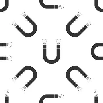 Magnet icon seamless pattern on white background. Horseshoe magnet, magneti.. Stock Illustration