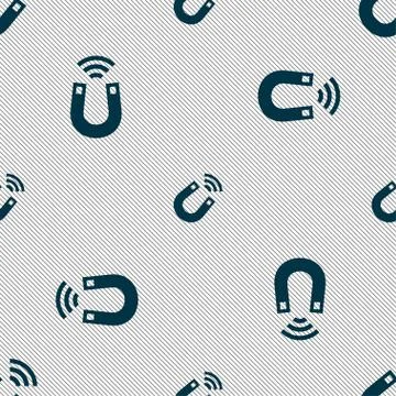 Magnet icon sign. Seamless pattern with geometric texture. Vector Illustrazione stock