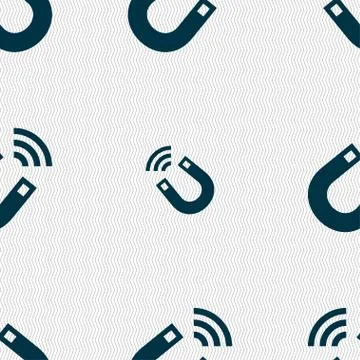 Magnet icon sign. Seamless pattern with geometric texture. Vector Stock Illustration