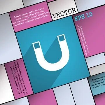 Magnet icon symbol Flat modern web design with long shadow and space for your 스톡 일러스트