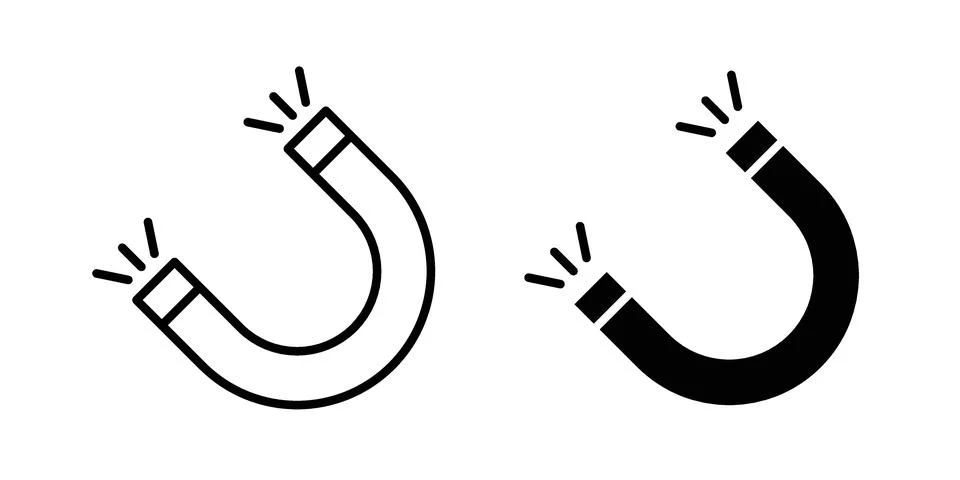 Magnet icon vector concepts, line and silhouette style Ilustración de archivo
