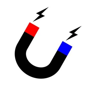 Magnet icon vector, flat cartoon black and white magnet with magnetic power.. イラスト素材