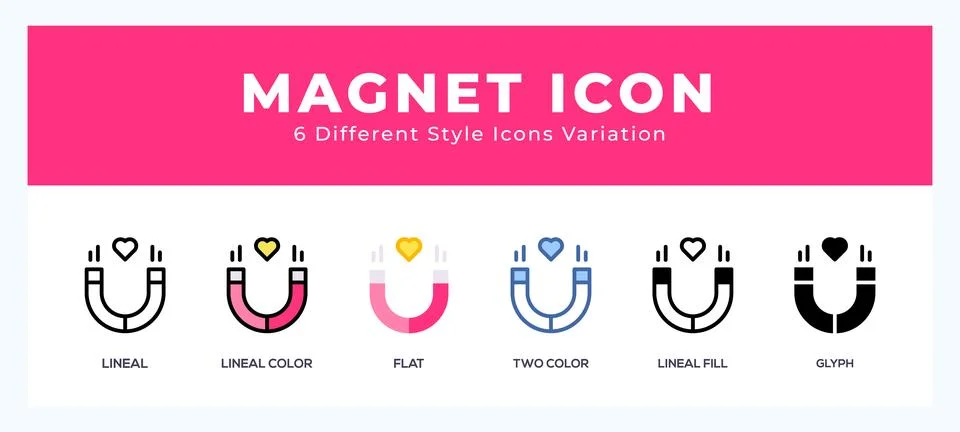 Magnet icons set of simple vector illustration. Stock Illustration