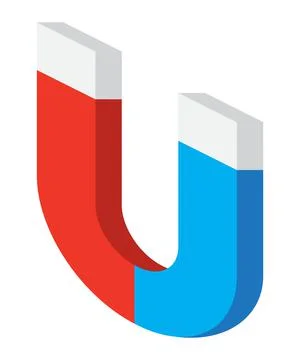 Magnet isometric icon vector. Electromagnet 3d sign illustration. Magnetic lo Stock Illustration