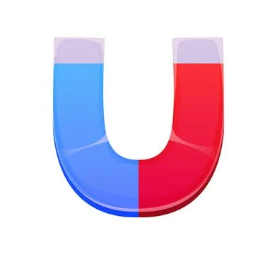 Magnet letter U, school font, education typeface Stock Illustration