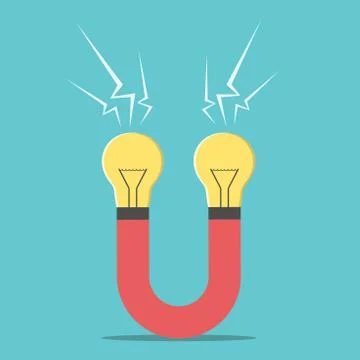 Magnet with light bulbs Stock Illustration