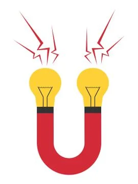 Magnet with lightbulbs isolated Stock Illustration