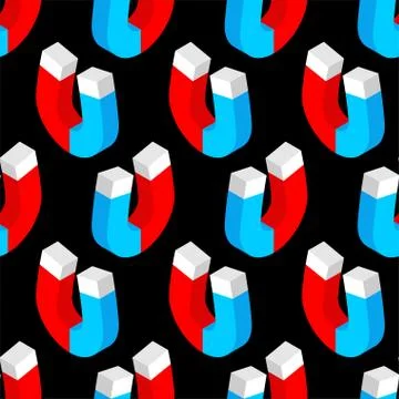 Magnet pattern seamless. loadstone background. vector texture Stock Illustration