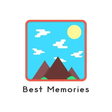 Magnet like photoframe with mountains Stock Illustration