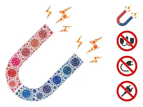 Magnet Power Collage of CoronaVirus Elements Stock Illustration