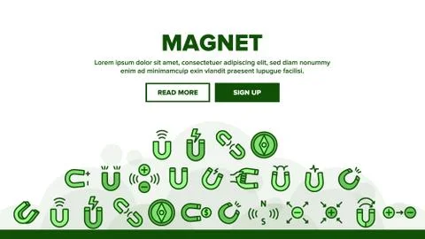 Magnet Power Landing Header Vector Stock Illustration
