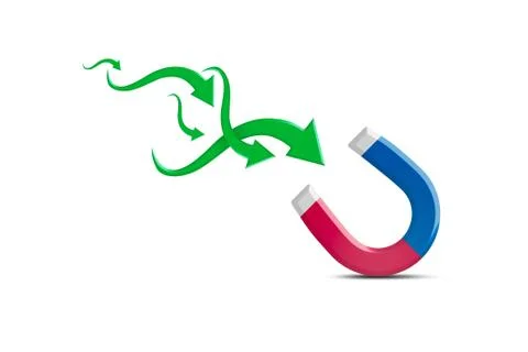 Magnet Pulling Arrows Stock Photos