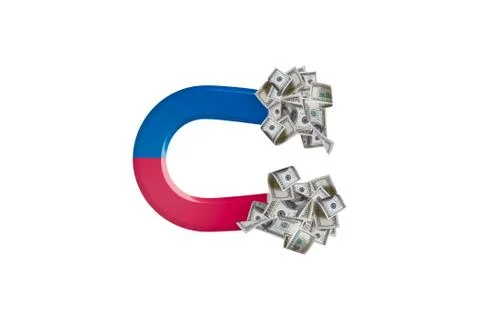 Magnet Pulling Dollars in Finance Concept Stock Photos