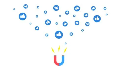 Magnet pulling or get many thumb likes. Icon flat on isolated background. Eps Stock Illustration