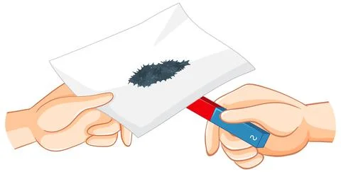 Magnet science experiment for kids Stock Illustration