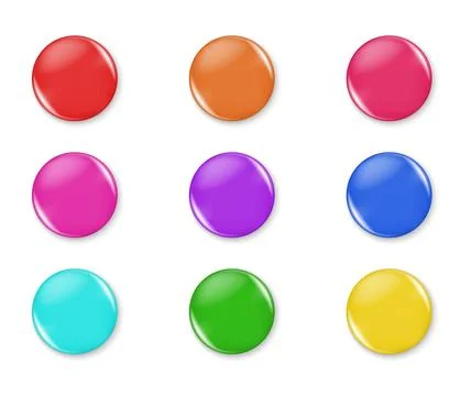 Magnet-style round buttons in multiple colors, realistic glossy design, isolated イラスト素材