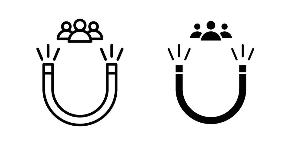Magnet user icon drawing lines. Silhouette style vector bundle Stock Illustration