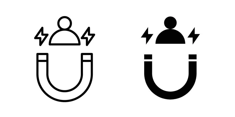Magnet user icon pack with silhouette and stroke web icons Stock Illustration