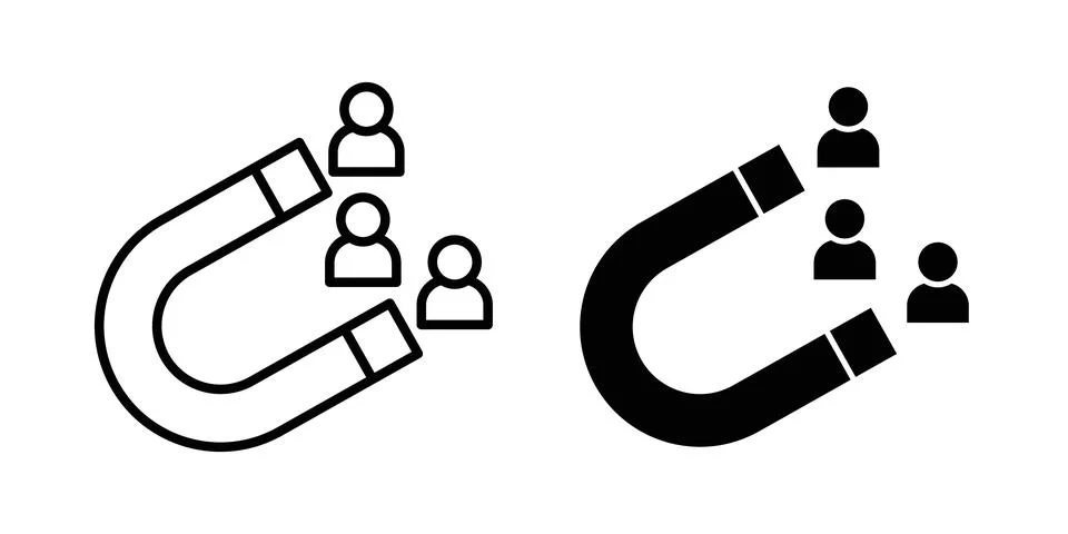 Magnet user icon symbol. Flat and Stroke Vector illustration Stock Illustration